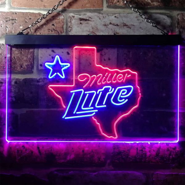 Miller Lite - Map Star Dual LED Neon Light Sign